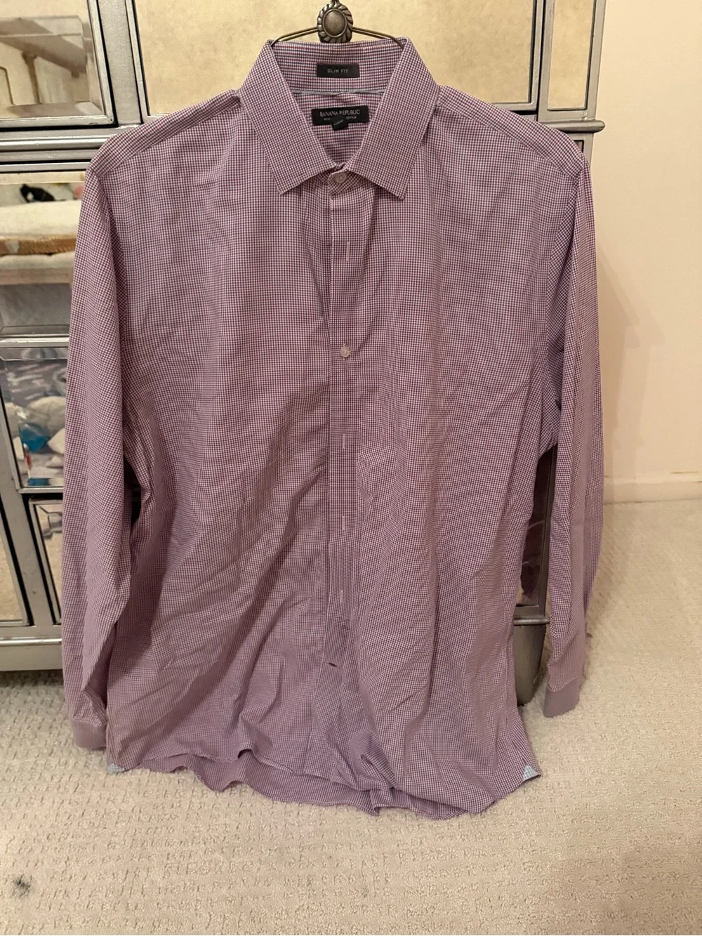 Banana Republic Men's Purple Micro-Check Dress Shirt